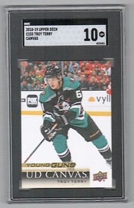 2018-19 Upper Deck #C233 Troy Terry Young Guns Canvas SGC 10