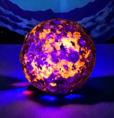 2pcs Yooperlite Flaming Moonstone Sphere Glowing Crystal Ball Healing Decor