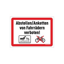 Fahrrad abstellen / anketten verboten Schild oder Aufkleber DIN A4 Verbot Zaun