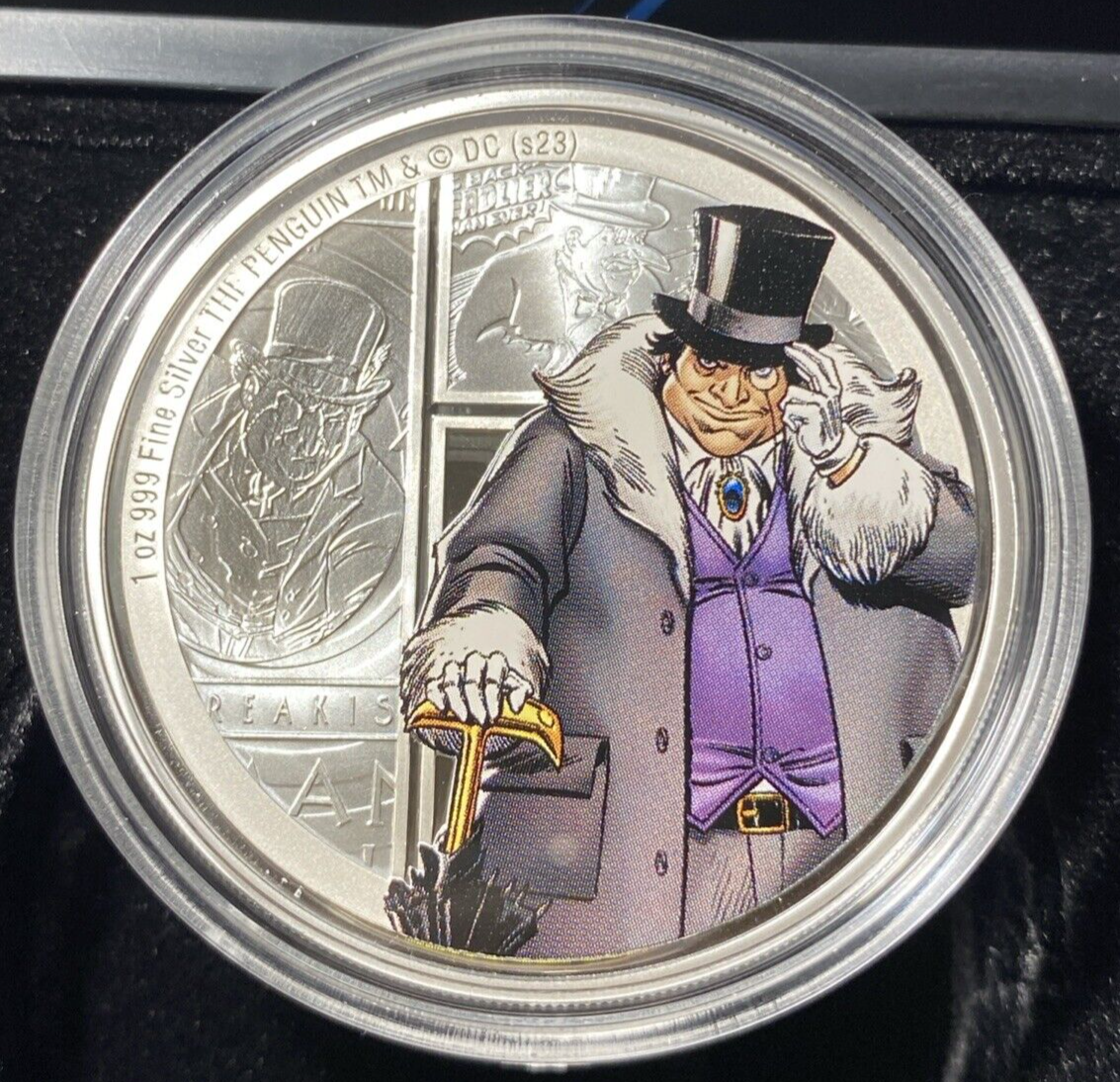 2023 New Zealand Mint DC Villains Penguin 1 oz Colorized Proof Silver Coin NIUE