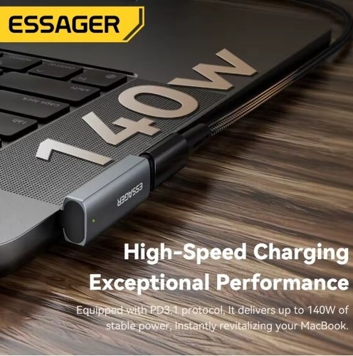Essager Magnetic 90 Degree Elbow USB Type C Fast Charging Converter 140W: - Picture 4 of 7
