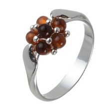 Sterling Silver and Baltic Honey Amber Ring "Aster"