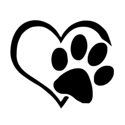 Aufkleber Pfoten Auto Hunde Sticker Katzen Tatze Emblem Hund Tier Herz Schwarz