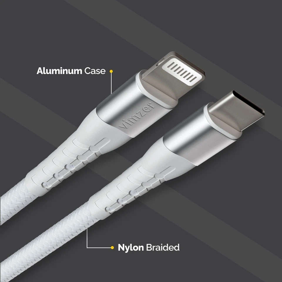 1ft Short USB C to iPhone Fast Charger Cable for iPhone 14 13 12 Pro Max iPad 9 - Image 2 of 4