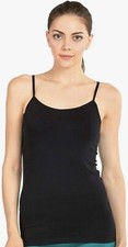 4 Women's Plain Camisole Tank Top with Adjustable Straps Black XL