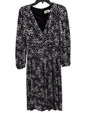 Eliza J Womans Dress Blue 4 Geometric Long Sleeve Zip Polyester Blend V Neck