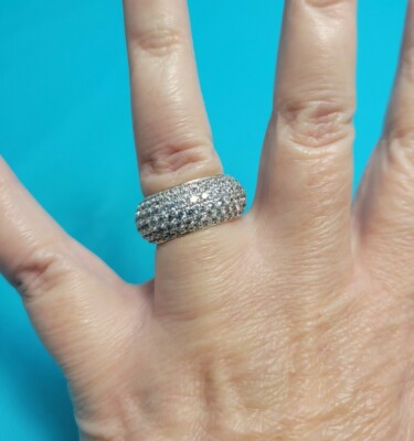 Stunning Jean Dousset Vermeil Paved Wedding Ring Eternity Band