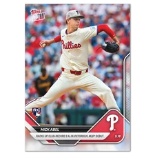 2025 Topps Now Club Record 9 K's Debut RC #194 Mick Abel Phillies PR:6596