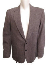 Vintage Hunt Valley Mens Gray Sport Blazer Jacket Elbow Patch 44L 100 Wool USA