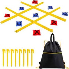 Giant Tic Tac Toe Strap Game Outdoor, 4 Ft X 4 Ft Portable Tic Tac Toe Bean Bag