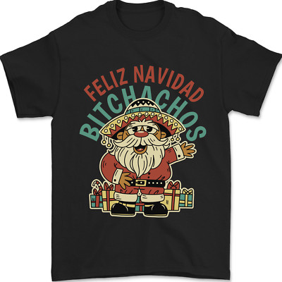 Feliz Navidad Spanish Mexican Merry Christmas Mens T-Shirt Cotton