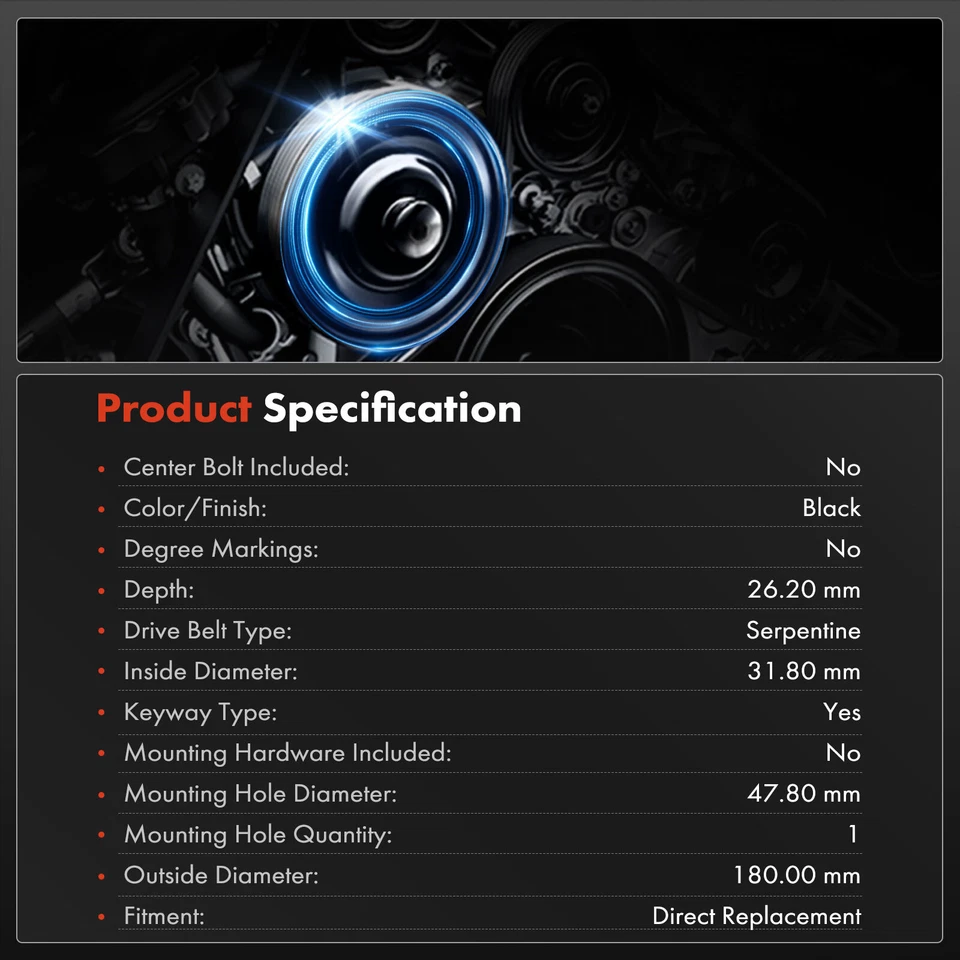 Engine Harmonic Balancer for Lincoln Continental 1995 1996 1997 1998-2002 4.6L - Image 3 of 4