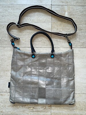 GABS Women's Genuine Plata Patchwork Leather Tote Handbag Crossbody Taupe