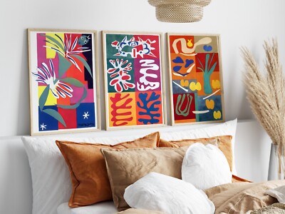 Matisse 3er Set Jazzdrucke, buntes modernes abstraktes Kunstposter, Galeriekunst