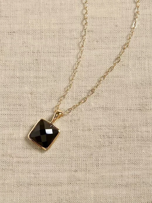 NEW! Aureus + Argent SQUARE FACET NECKLACE — 19” Onyx & Gold-Plated Brass, RARE! - Image 2 of 4