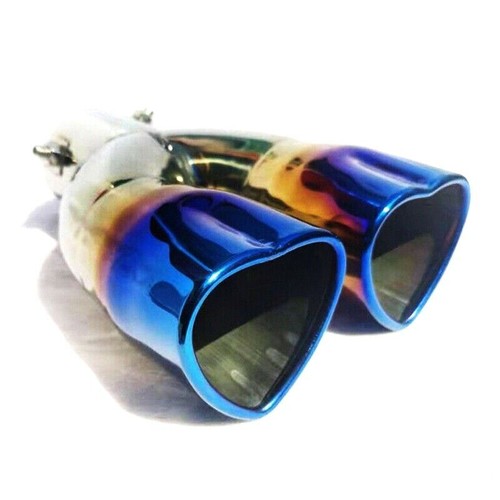 63mm 2.5'' Chrome Dual Heart Shaped Universal Car Exhaust Tip Muffler Tail Pipe - Picture 27 of 27