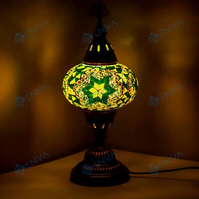 Lampe de bureau Style turc marocain Table mosaïque lit Tiffany lampe grand Globe - Photo 1/4