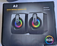 2.0 Channel Wired PC Speakers Rainbow LED Bac...