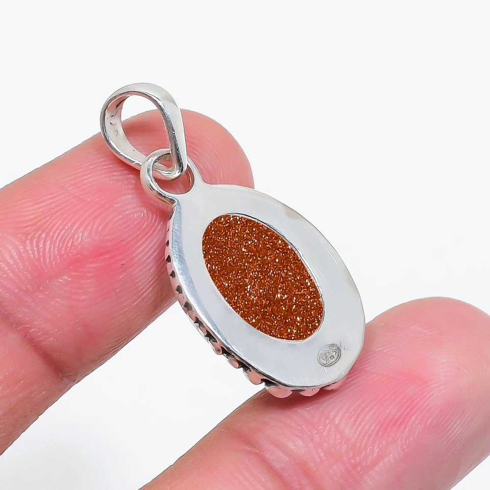 Increíble colgante de plata esterlina 925 maciza con piedras preciosas de sol doradas V4109 Foto 4 de 4