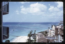 sl93 Original slide 1960's  Hawaii Royal Hawaiian  hotel  skyline view 450a
