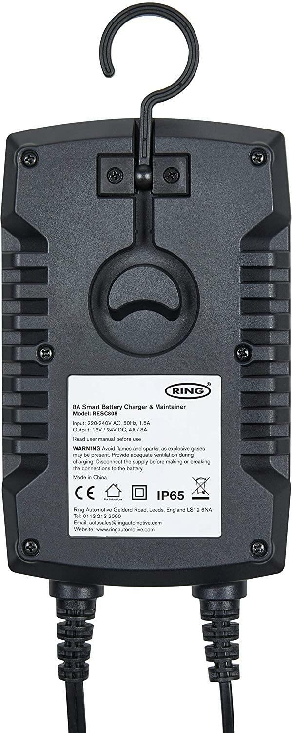 RSC808 Ring 8A Smart Charger and Battery Maintainer LCD Display 12/24V ...