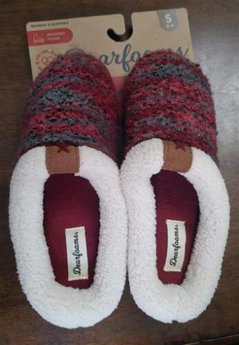 NEW Dearfoams Women's Sweater Bouclee Clog Slippers S 5-6 Red & Grey #75673 - Picture 1 of 3