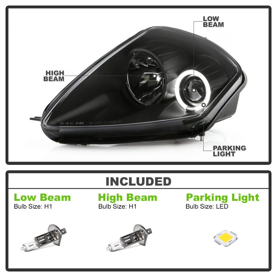 Par de faros proyectores LED halo negros para Mitsubishi Eclipse 2000-2005 Foto 4 de 4