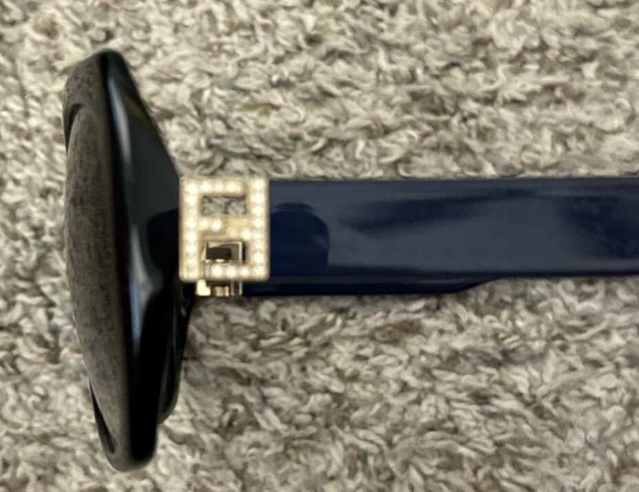 FENDI CRYSTAL FF LOGO RARE WOMENS SUNGLASSES BLUE/BLACK