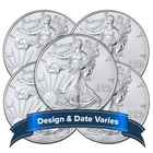 Lot of 5 - $1 American Silver Eagle 1 oz Random Year BU