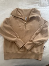 Varley Vine Half Zip Taupe Marl Pullover Sweatshirt Womens Small