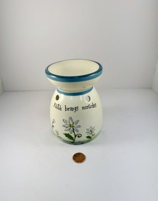 Ganz ''Faith brings miracles'' Tart Warmer Ceramic Wax Melt & Oil Burner Daisy