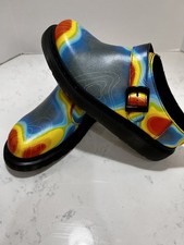 Dr. Martens Kids Heat-Map Print Buckle Clogs in Yellow, Red, Blue, Black