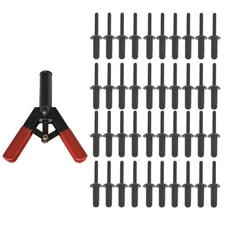 41Pcs Plastic Poly Rivet Gun Quick Set Riveting Hand Tool W/ 40 Poly Rivets
