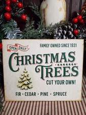 A MUST SEE OLD PRIMITIVE VINTAGE SHABBY STYLE CHRISTMAS TREE FARM 1931 SIGN