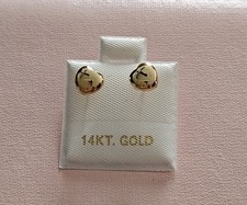 Heart 14K Solid Yellow Gold Stud Earrings