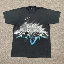 Vintage Colorado Nature T-Shirt Mens Large Black Pikes Peak Mountain Art 90s