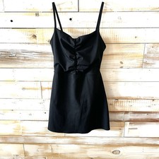 Gap Power Ruched Exercise Dress Medium Black Compression Moisture Wicking