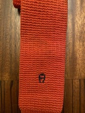 VTG Etienne Aigner 100 Lisle Cotton Crinkle Knit Square End Skinny Tie 54x2 Red