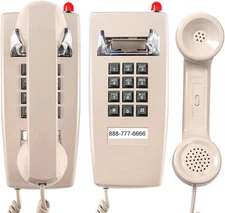 Traditional Wall Phone Metal Bell,Classic 2554 Wall Telephone (Hearing Aid Compa