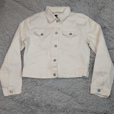 Gap Jacket Womens M White Denim Button Up Stretch Comfort Casual Preppy