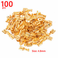 100Pcs Brass Car Speaker Female 4.8mm Spade Terminals Electrical Wire Connectors