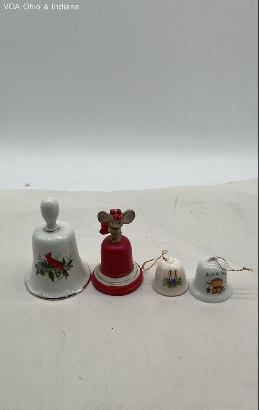Collectible Bell Lot Golden Crown Western Germany Christmas Ceramic 4 Pieces