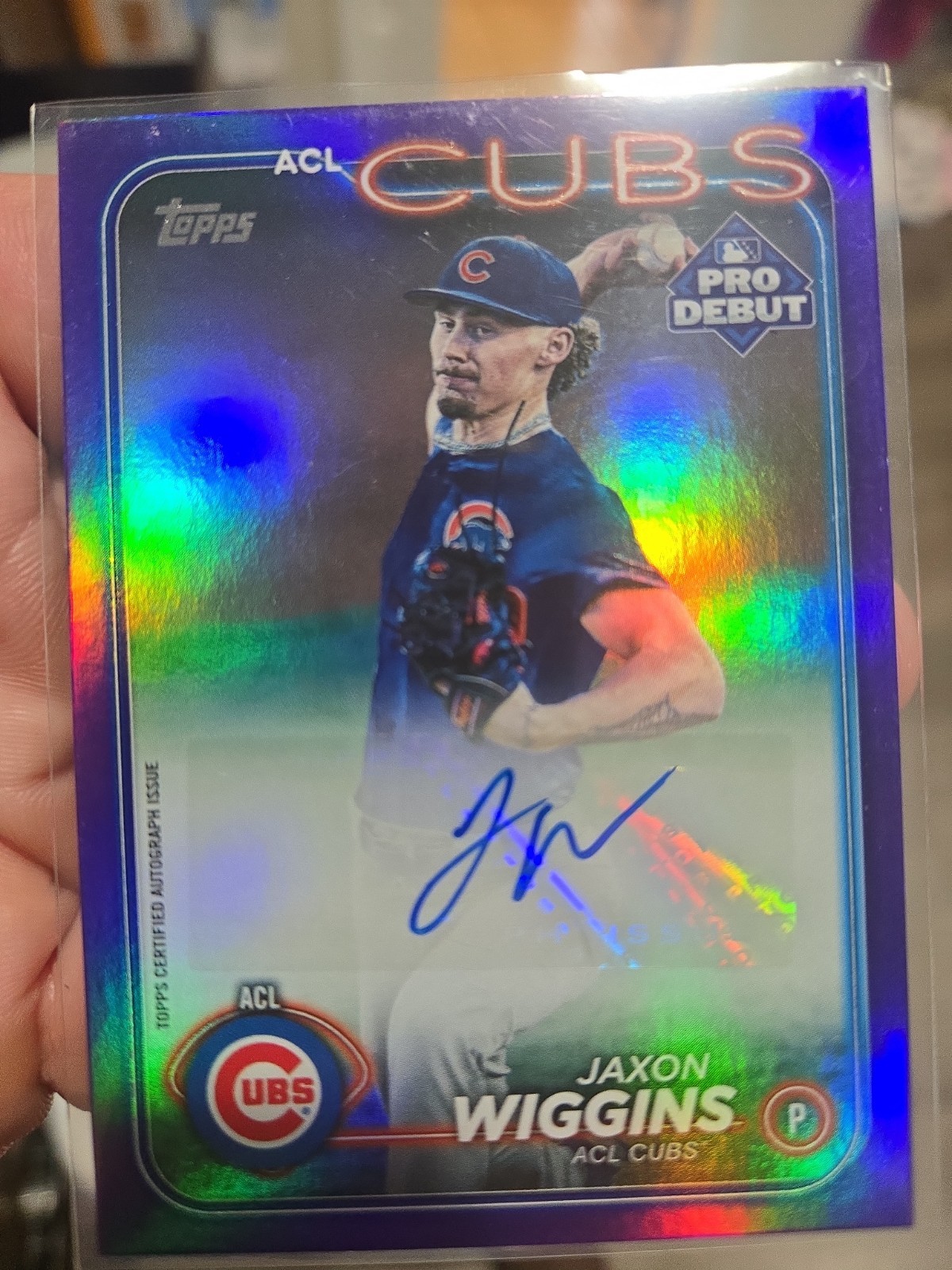 2024 Topps Pro Debut - Jaxon Wiggins #PD-90 Purple Foil Autographs /299 (AU, RC)