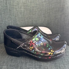 Dansko Colorful starburst floral Patterned Women's comfort shoes Clogs size 39/9