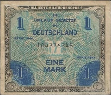 Allied Military Currency - Germany - 1944 - Eine (1) Mark - Very Good
