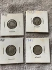 4 BARBER Silver Dimes - 1915-1921-1923-S- 1944 FOR ALL