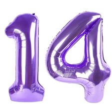 40 Inch Purple Number 14 Balloons Foil Digital Helium Number Balloons  for 1...