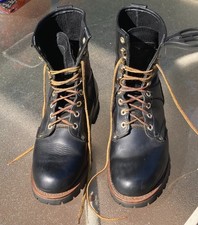 Field N' Forest 1161 Biker/Logger Soft-Toe Black Leather Boots - Men's Size 9 D