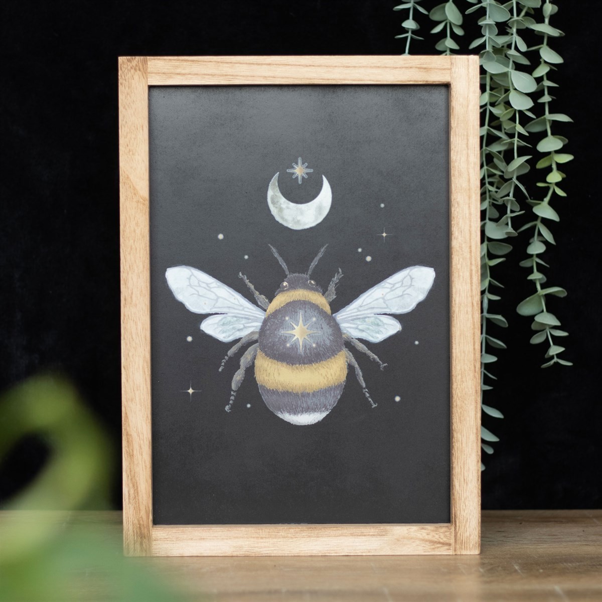 Dark Forest Bee & Crescent Moon   Framed Wall Art Pring Picture 35 x 25 cm