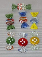 Dekoration 7 Glasbonbons Murano Stil, eingewickelte S&uuml;ssigkeit, Glasdeko